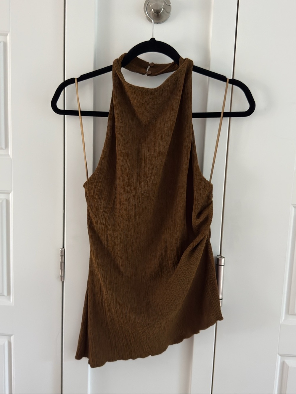 Zara Olive Brown Asymmetrical Halter Dress